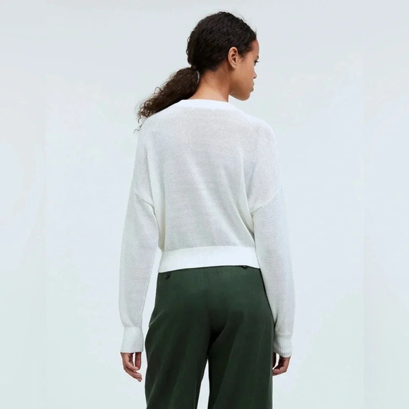 Madewell Plus Loose-Knit Crewneck Bright Ivory Sweater Neutral Preppy NWOT - Picture 4 of 13